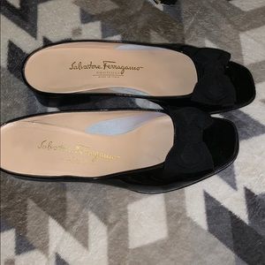 black shoes with a low heel